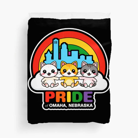 Pride of Omaha City Nebraska USA Rainbow Flag Duvet Covers