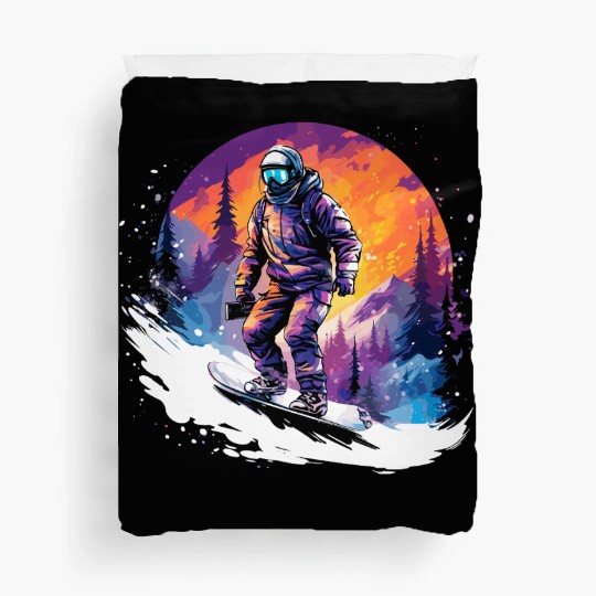 Snowboarding 80s Look Duvet Covers