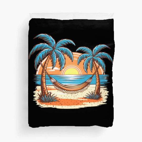 Tropical Sunset Hammock Scene Duvet Covers