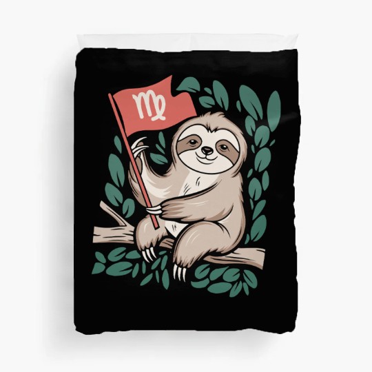 Charming Virgo Zodiac Sloth Embracing the Stars Duvet Covers