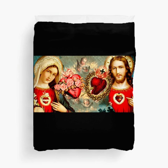 Sacred Heart and Immaculate Heart Jesus and Mary Duvet Covers