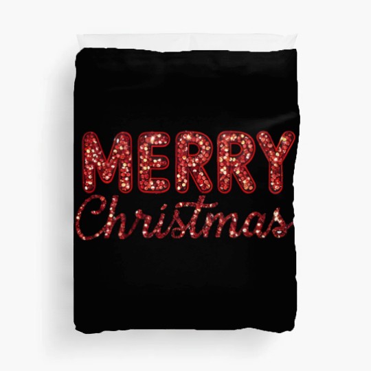 Merry Christmas Sequin Red Sparkle Design Xmas Duvet Covers