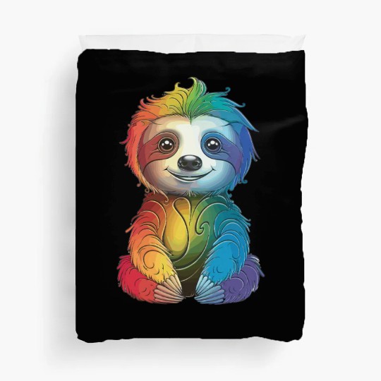 Colorful Rainbow Sloth – Cute & Chill Relaxation Duvet Covers