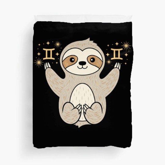 Gemini Zodiac Sloth Embracing Duality Magic Duvet Covers