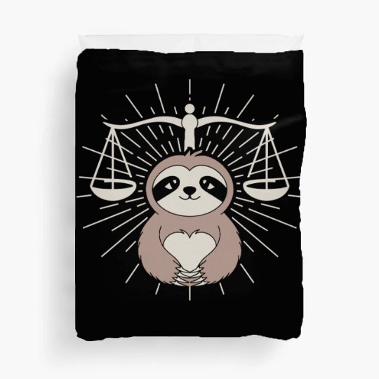 Charming Libra Zodiac Sloth Embrace Duvet Covers