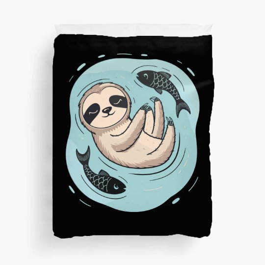 Pisces Zodiac Sloth Relaxing with Fish Dreams Duvet Covers