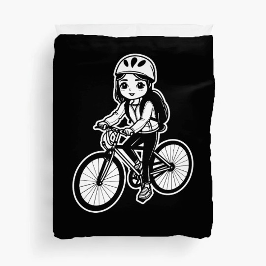 Cycling Girl Sketch Duvet Covers