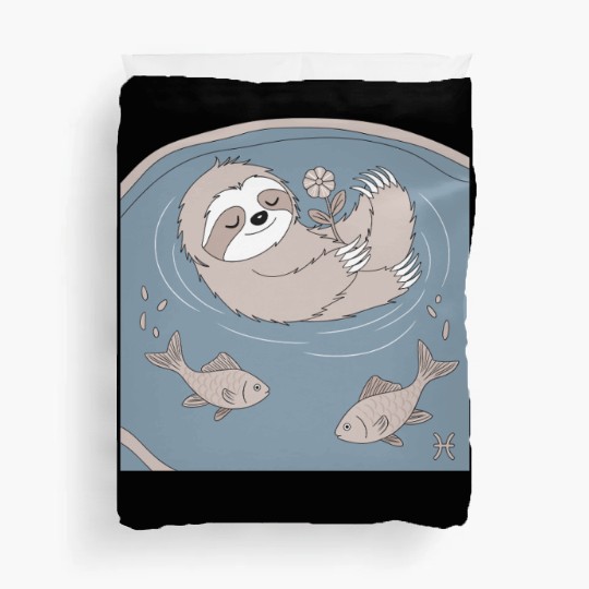 Relaxing Pisces Zodiac Sloth Embracing Serenity Duvet Covers