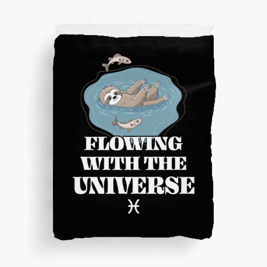Pisces Zodiac Sloth Flowing With The Universe Duvet Covers
