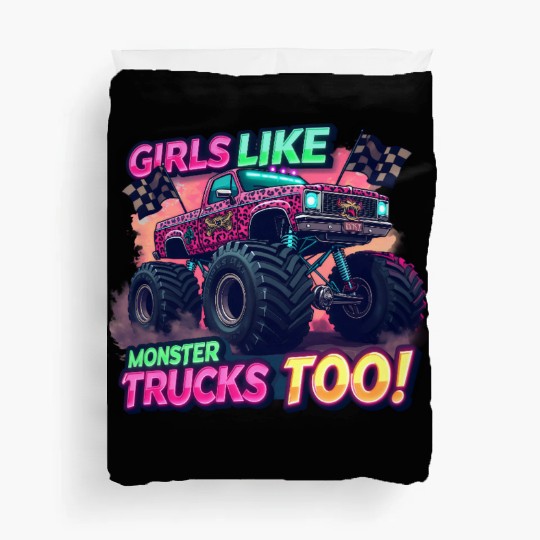 Girls Love Monster Trucks Design Duvet Covers