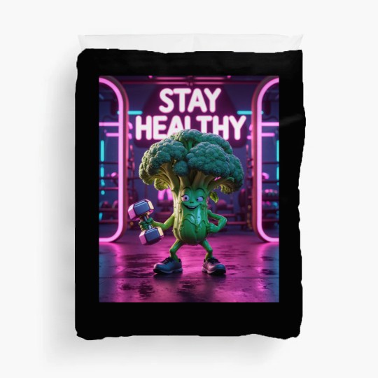 Broccoli Gym Workout STAY HEALTHY Duvet Covers