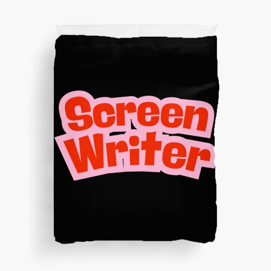 Screen Writer Red Text with Pink Border Duvet Covers