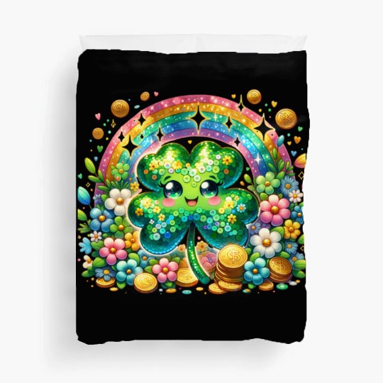 St. Patrick's Day Shamrock Pot Gold Rainbow Duvet Covers