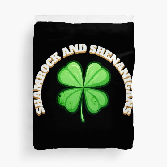 Shamrock and Sheninanigans 4-Leaf Clover Graphic Duvet Covers