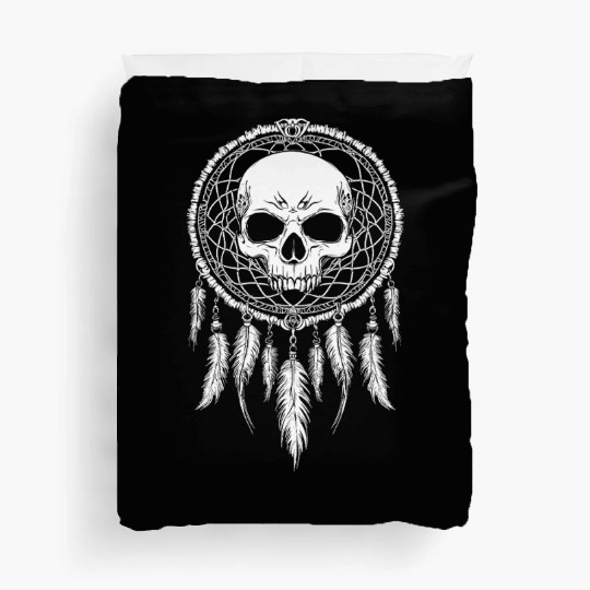 Skull Dreamcatcher Gothic Boho Skull Tribal Duvet Covers