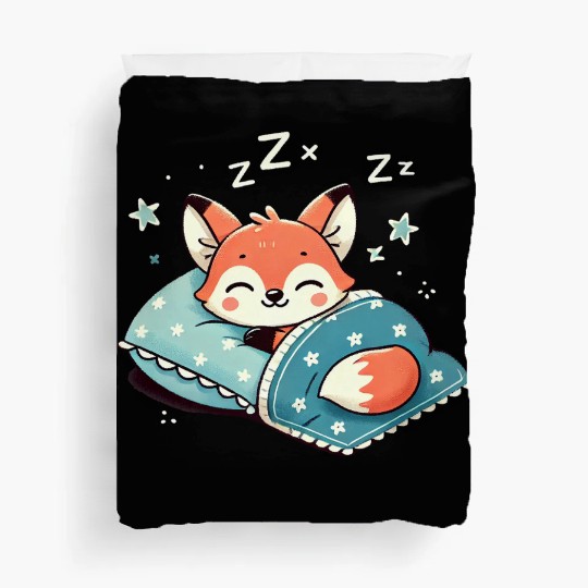 Fox Sleeping In Bed At Night Time Duvet Covers