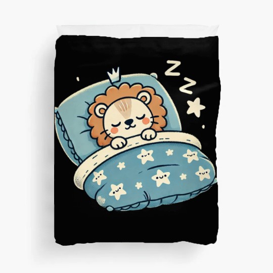 Lion Sleeping In Bed At Night Time Duvet Covers