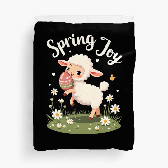 Playful Easter Lamb Duvet Covers – Springtime Joy Desig
