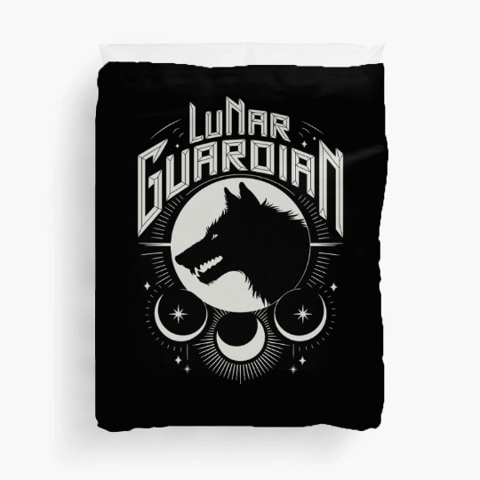 Lunar Guardian Celestial Wolf Moon Phases Duvet Covers