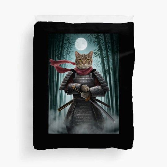Japanese Cat Samurai Cat Duvet Covers