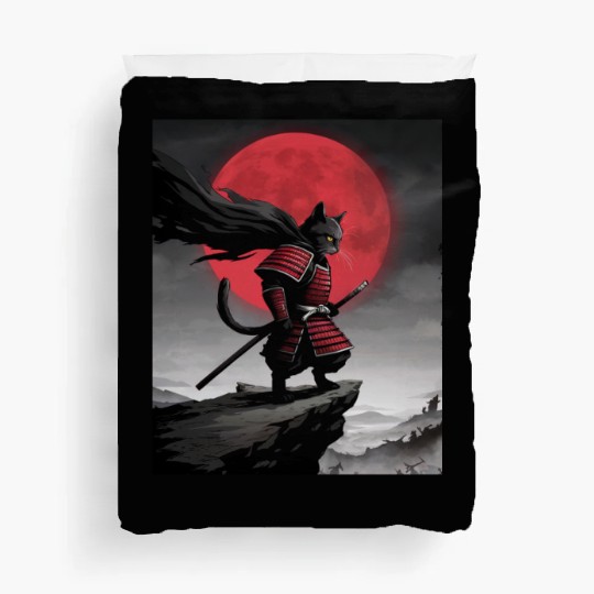 Japanese Cat Samurai Cat Duvet Covers