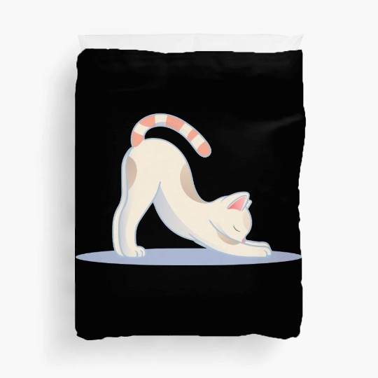 cute cat in the classic yoga stretching pose Duvet Covers