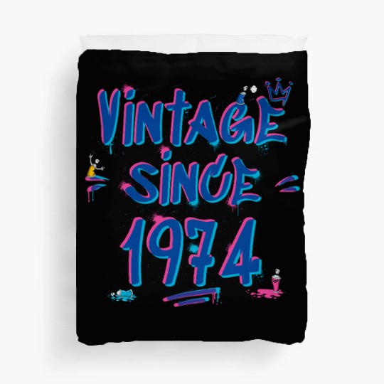 Vintage Since 1974 Hip-Hop Graffiti Glitch 51st Duvet Covers