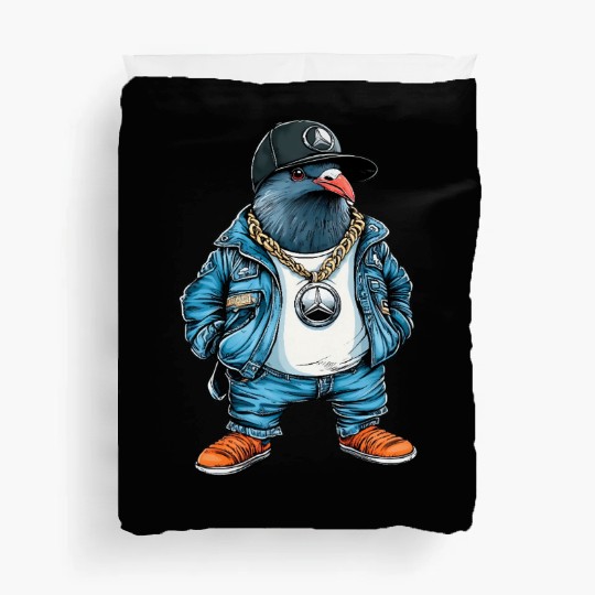 Gangster Pigeon with a Gold Chain Duvet Covers