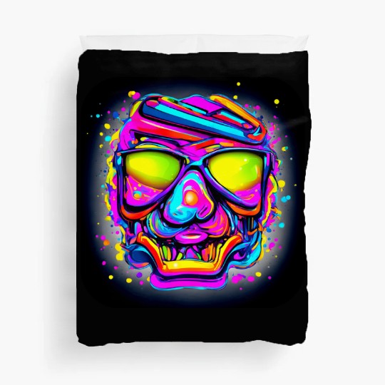 Neon Style Skull Rave Party Glow Duvet Covers