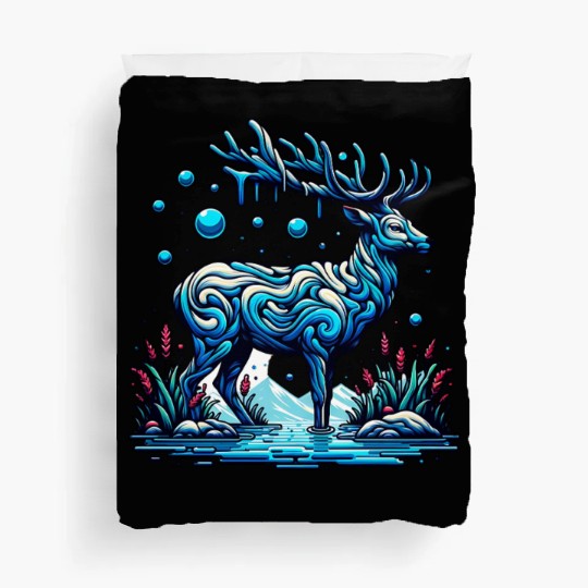 Majestic Blue Deer in Enchanted Forest Duvet Covers