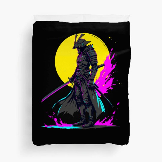 Cyberpunk Samurai Warrior Neon Art Design Duvet Covers