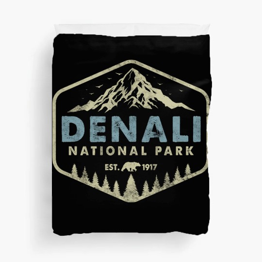 Retro Denali National Park Mountains Nature Hiking Duvet Covers