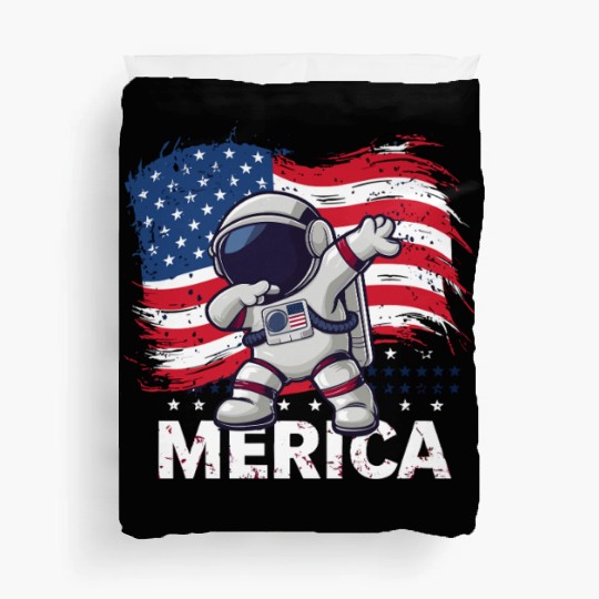 Merica Astronaut Adventure Dab with American Flag Duvet Covers