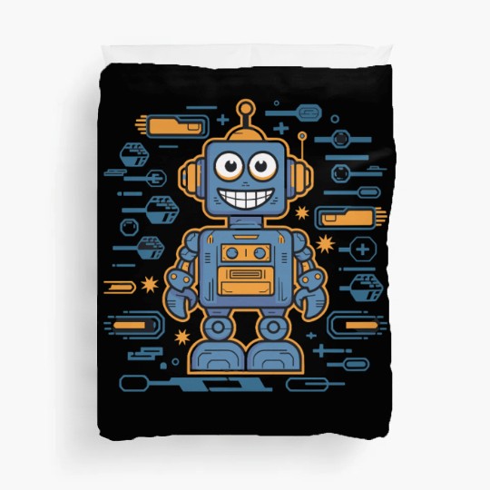 Playful Robot Circuitry Adventure Graphic for Duvet Covers