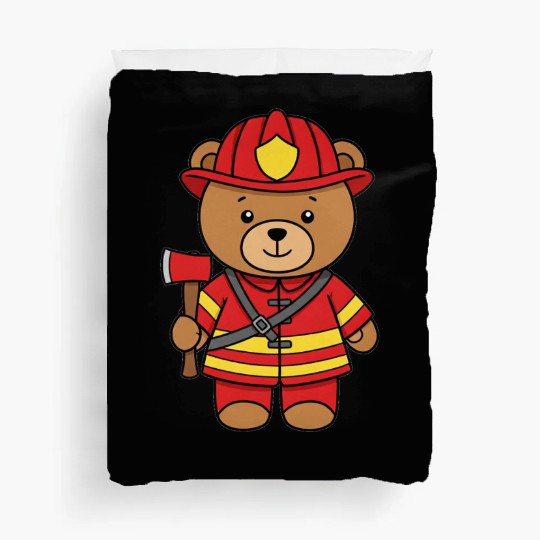 Teddy bear firefighter Duvet Covers