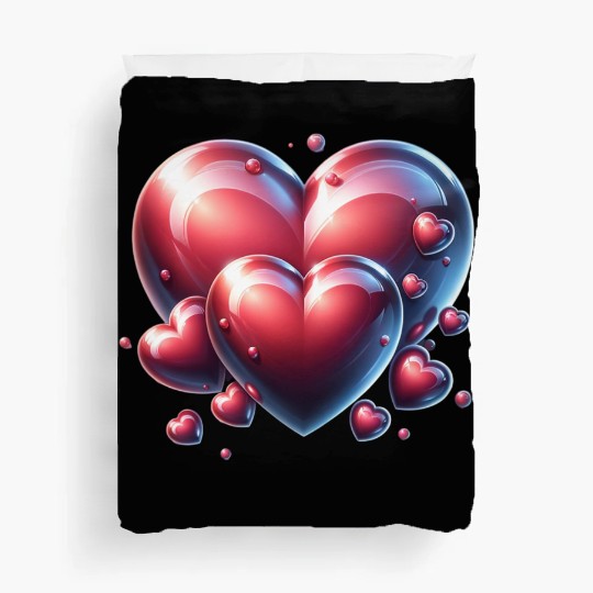 Wedding red love hearts clothing range Duvet Covers