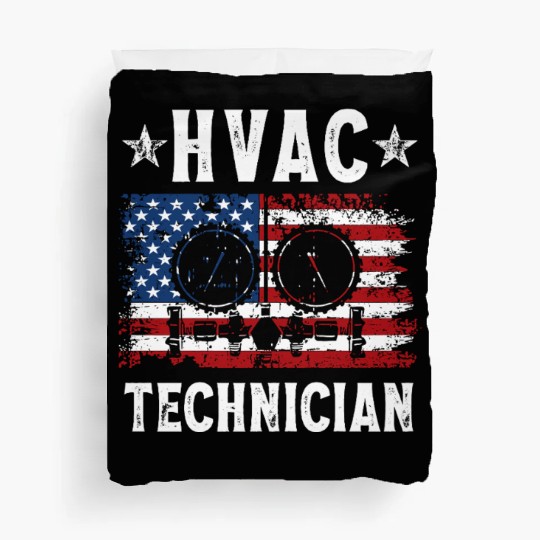 HVAC Technician Patriotic US American Flag Duvet Covers