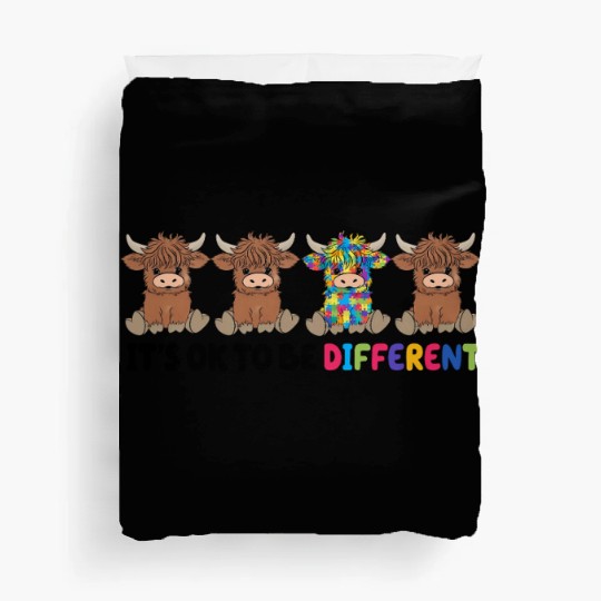 Unique & Proud – Autism Awareness Highland Cow Duvet Covers