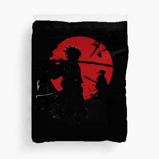 Shadow Samurai Warriors Under Blood Moon Duvet Covers