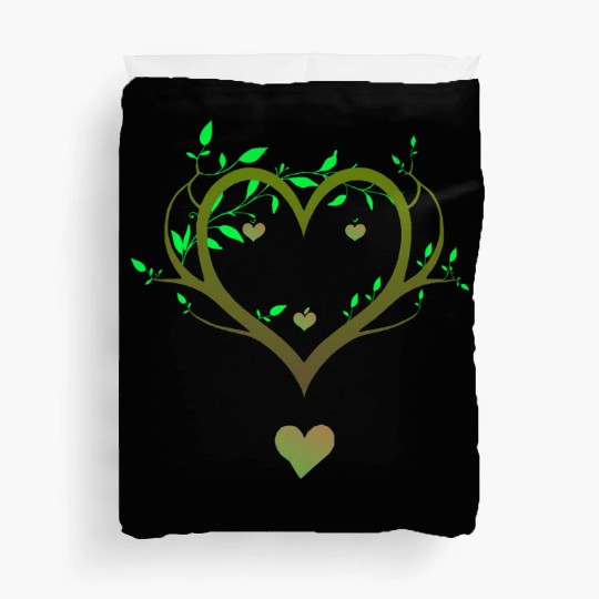 Nature Heart Tree | Green Love Botanical Art Duvet Covers