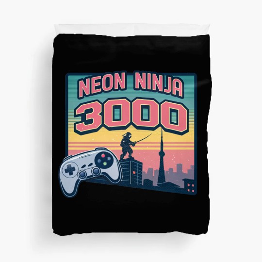 Neon Ninja 3000 - Retro Video Game Duvet Covers