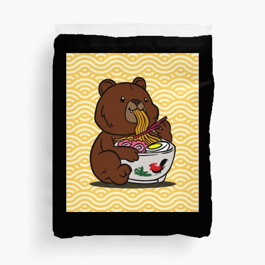 Cute Bear Ramen - Kawaii Cartoon Brown Bear Duvet Covers