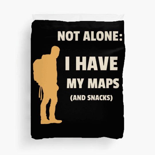 Solo traveler: I have my maps and snacks Duvet Covers
