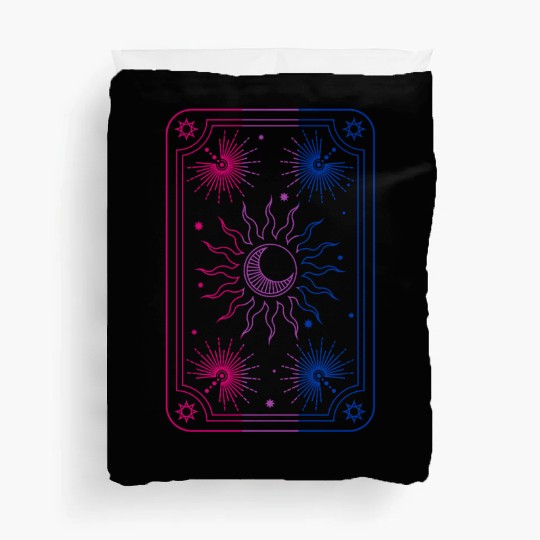 Mystical Tarot Card Sun in Bisexual Flag Colors Duvet Covers