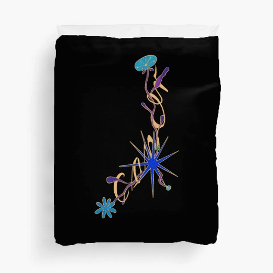 Cancer – Floral Star Constellation Script Duvet Covers