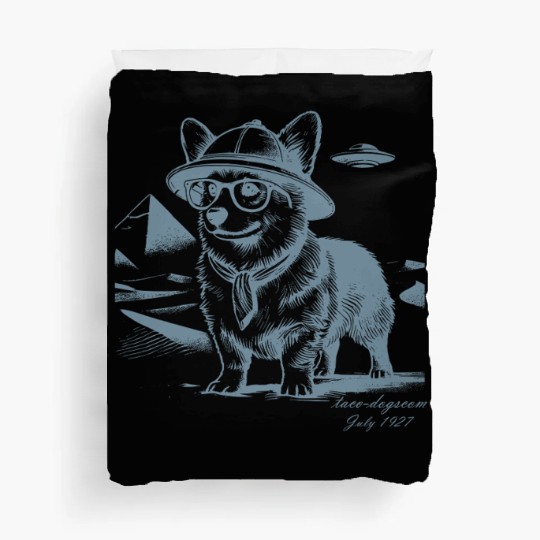 Explorer Pomeranian – Ancient Mysteries & UFOs Duvet Covers