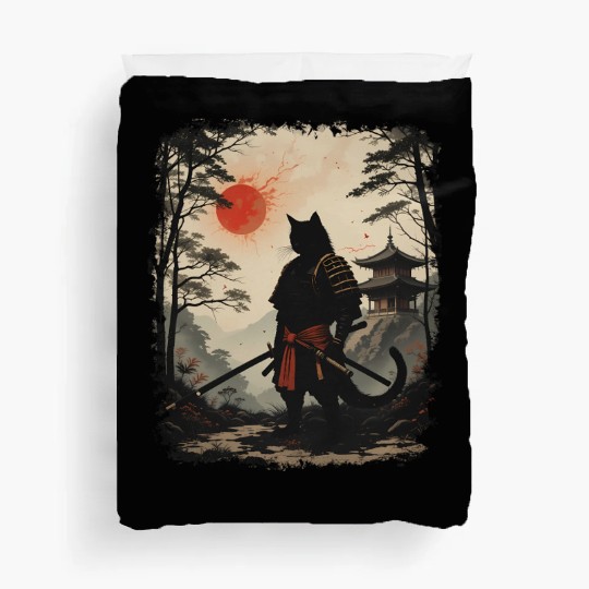 Samurai Cat Warrior Duvet Covers Design