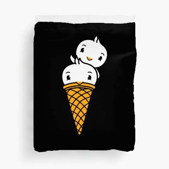 Two Birds Ice Cream Waffle Scoops Greeting Waving Duvet Covers