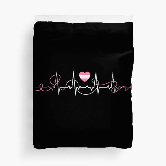Lesbian Heartbeat Love Pulse Pink Lesbian Flag Duvet Covers