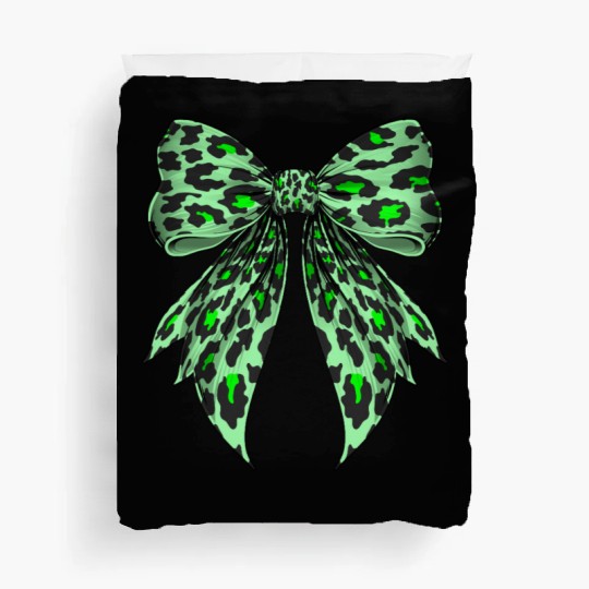 Coquette Bow Cheetah Animal Pattern Lime Green Duvet Covers